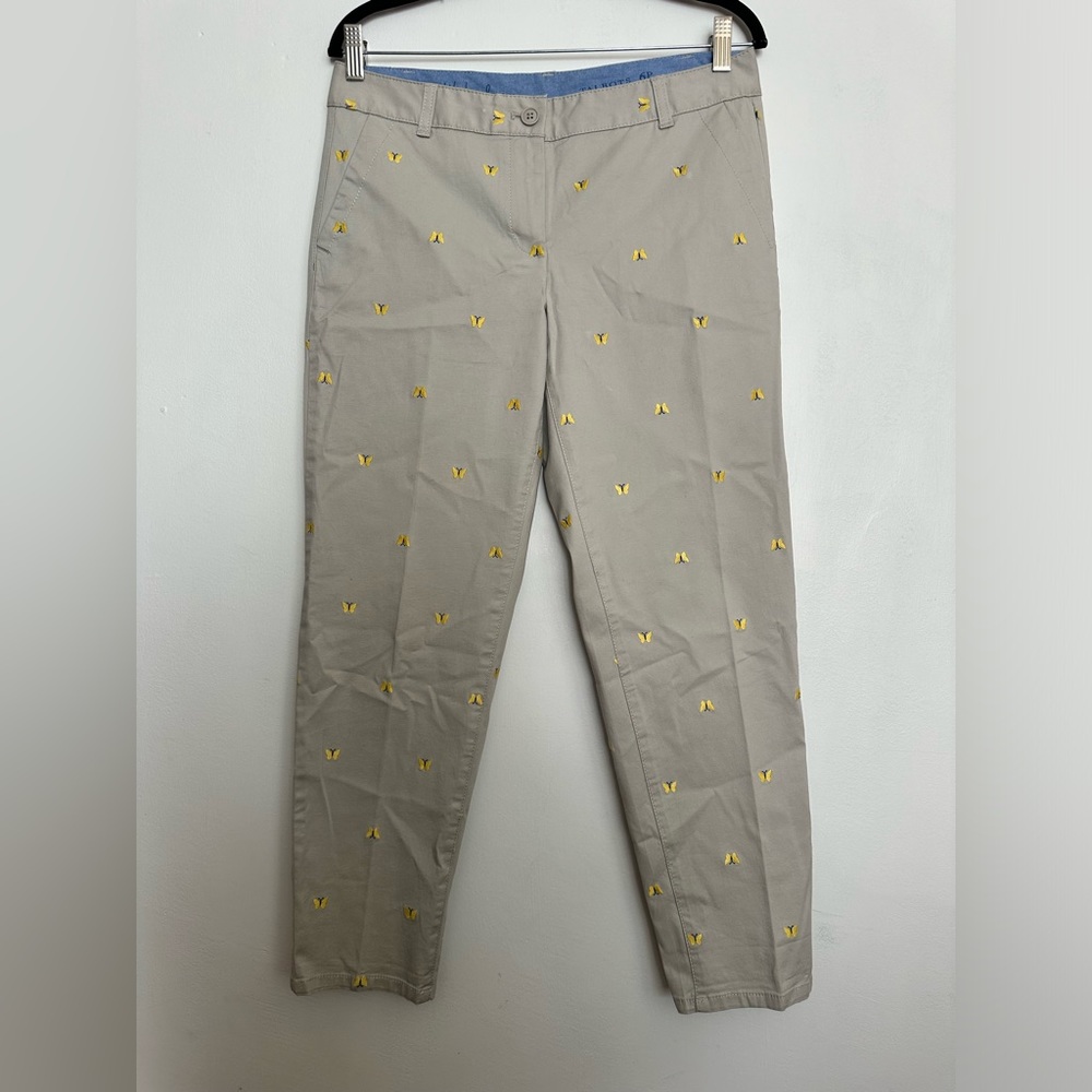 Talbots The Weekend Chino Embroidered Yellow Butterfly